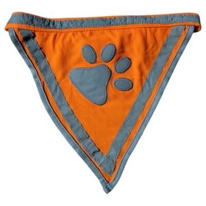 Knight Pet Velcro Orange Gray Safety Dog Bandana Scarf Paw Print